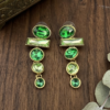 gradient green multi cut crystal linear drop earrings