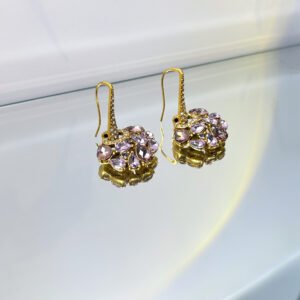 lavender purple teardrop crystal fan drop leverback earrings