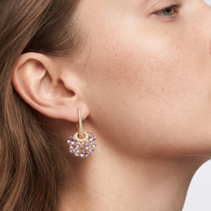 lavender purple teardrop crystal fan drop leverback earrings