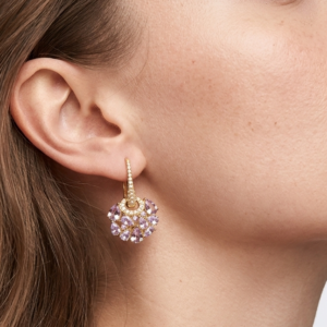 lavender purple teardrop crystal fan drop leverback earrings