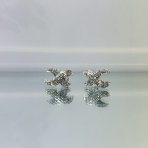 full paved crystal cross x shape statement stud earrings