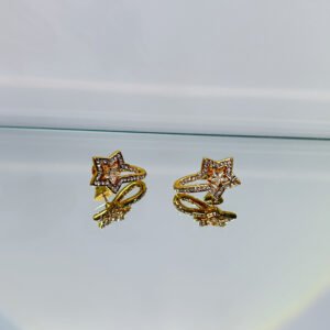 double layer pave crystal star huggie hoop earrings