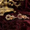 Vintage Snake Earrings mixed color crystal snake heart clip on earrings