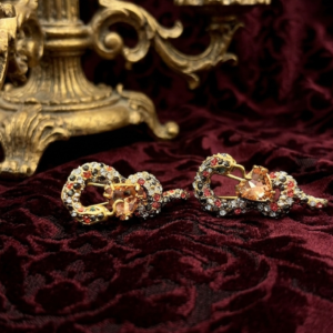 mixed color crystal snake heart clip on earrings